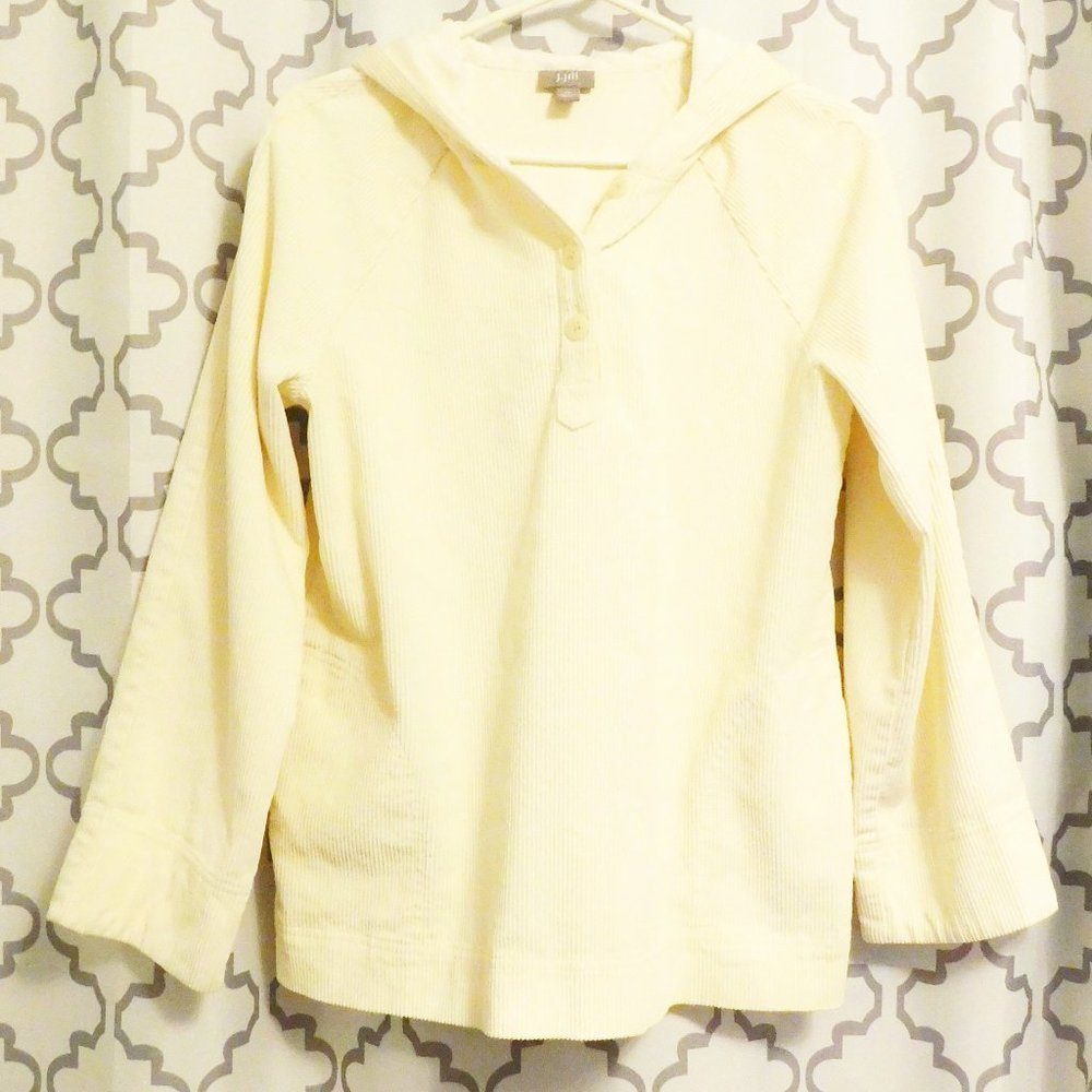J. Jill Cream Corduroy Hoodie with Lined Hood - EUC - XS